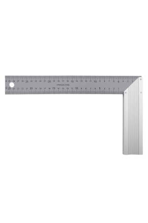 Угольник стальной 300 мм, нержавеющая сталь, градуировка, алюминиевое основание Denzel