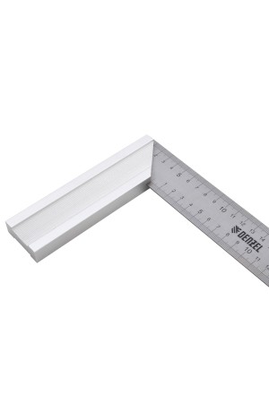 Угольник стальной 300 мм, нержавеющая сталь, градуировка, алюминиевое основание Denzel