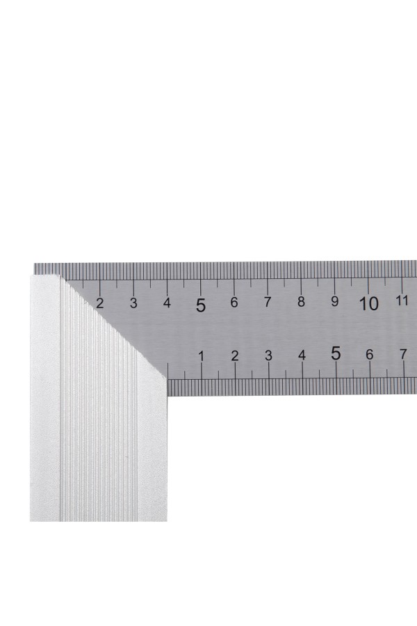 Угольник стальной 300 мм, нержавеющая сталь, градуировка, алюминиевое основание Denzel