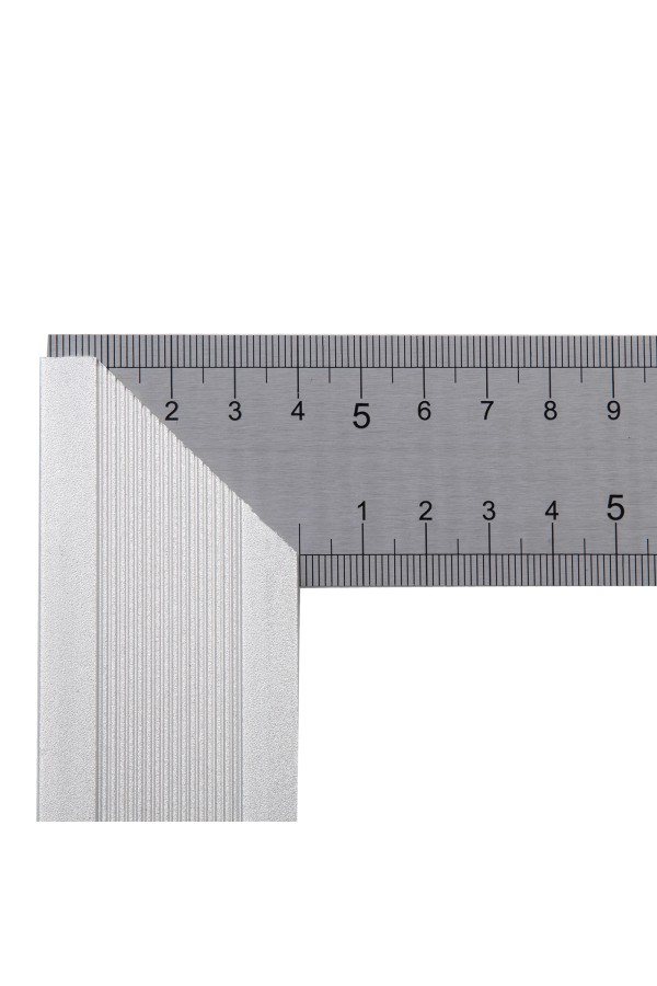 Угольник стальной 400 мм, нержавеющая сталь, градуировка, алюминиевое основание Denzel