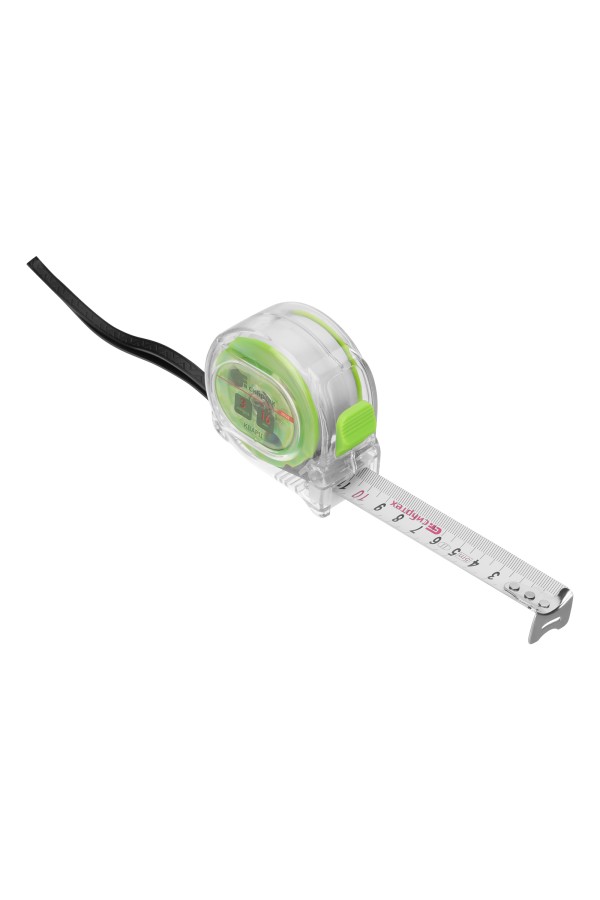 Рулетка Кварц,прозрачный корпус,амортизатор,3 м х 16 мм Сибртех