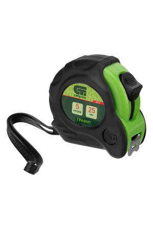 Рулетка Графит,обрезиненный корпус,амортизатор,5 м х 25 мм Сибртех