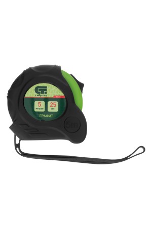 Рулетка Графит,обрезиненный корпус,амортизатор,5 м х 25 мм Сибртех