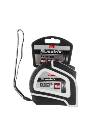 Рулетка Autostop,8 м х 25 мм,двухкомпонентный корпус,автоматическая фиксация,Pro Matrix