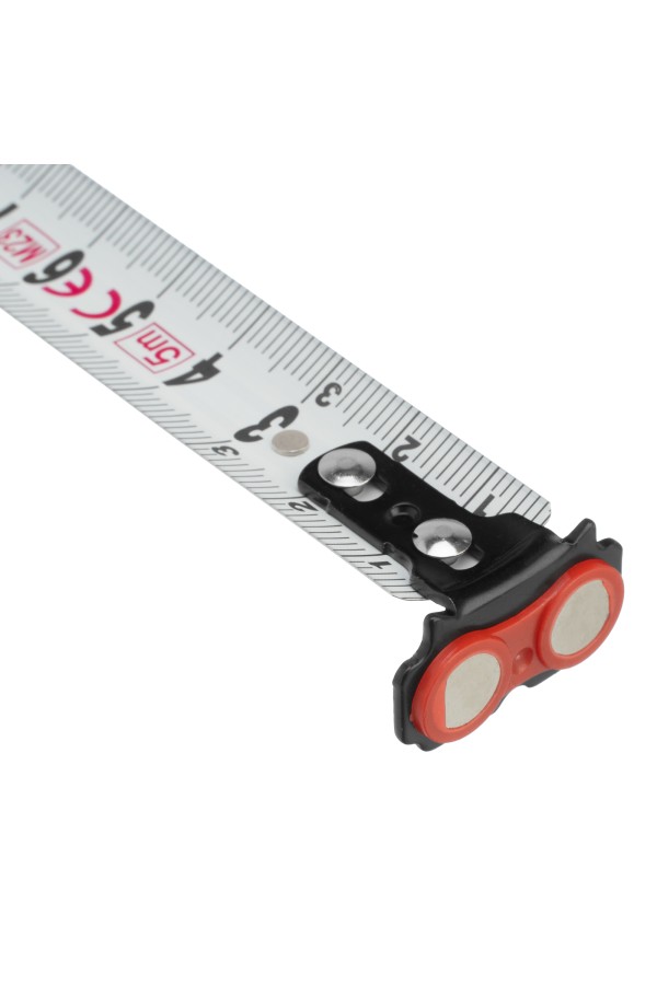 Рулетка Magnetisch 5 м х 19 мм,обрезиненный корпус,автоматическая фиксация,Нейлоновое покрытиеытие,зацеп с магнитом Gross