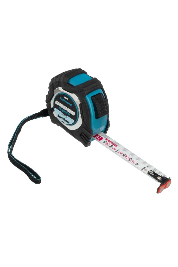 Рулетка Magnetisch 5 м х 19 мм,обрезиненный корпус,автоматическая фиксация,Нейлоновое покрытиеытие,зацеп с магнитом Gross