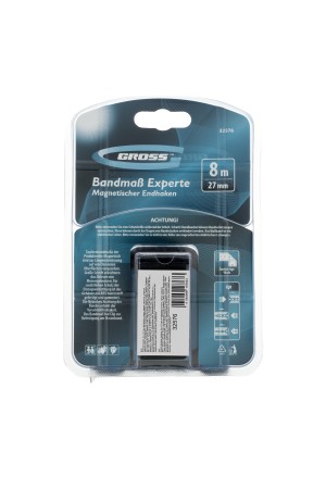 Рулетка Experte,8 м x 27 мм,двухкомпонентный корпус,магнит,двухсторонняя разметка,нейлон Gross