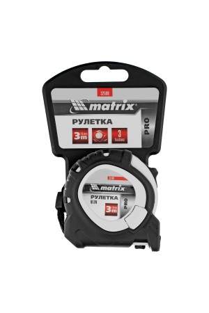 Рулетка Neon,3 м x 16 мм,обрезиненный корпус,3 фиксации,Pro Matrix