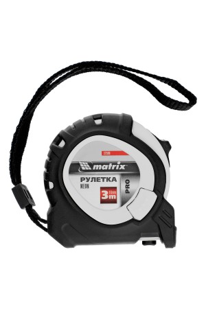 Рулетка Neon,3 м x 16 мм,обрезиненный корпус,3 фиксации,Pro Matrix