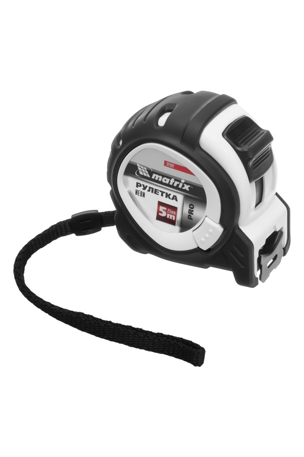 Рулетка Neon,5 м x 25 мм,обрезиненный корпус,3 фиксации,Pro Matrix