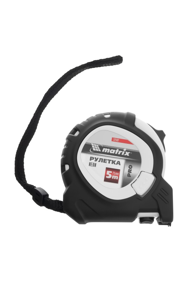 Рулетка Neon,5 м x 25 мм,обрезиненный корпус,3 фиксации,Pro Matrix