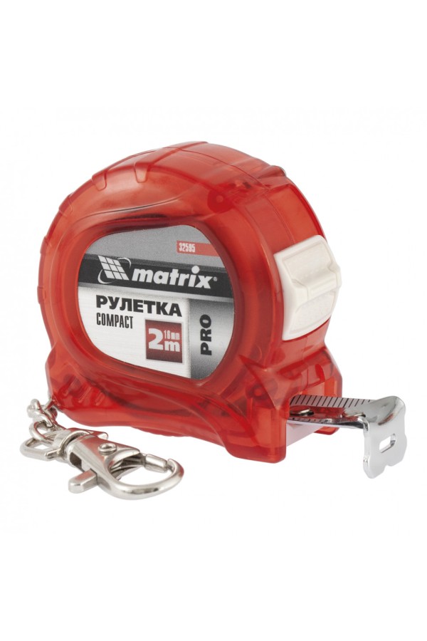 Рулетка Compact,2 м x 16 мм,компактный размер,карабин-держатель,PRO Matrix