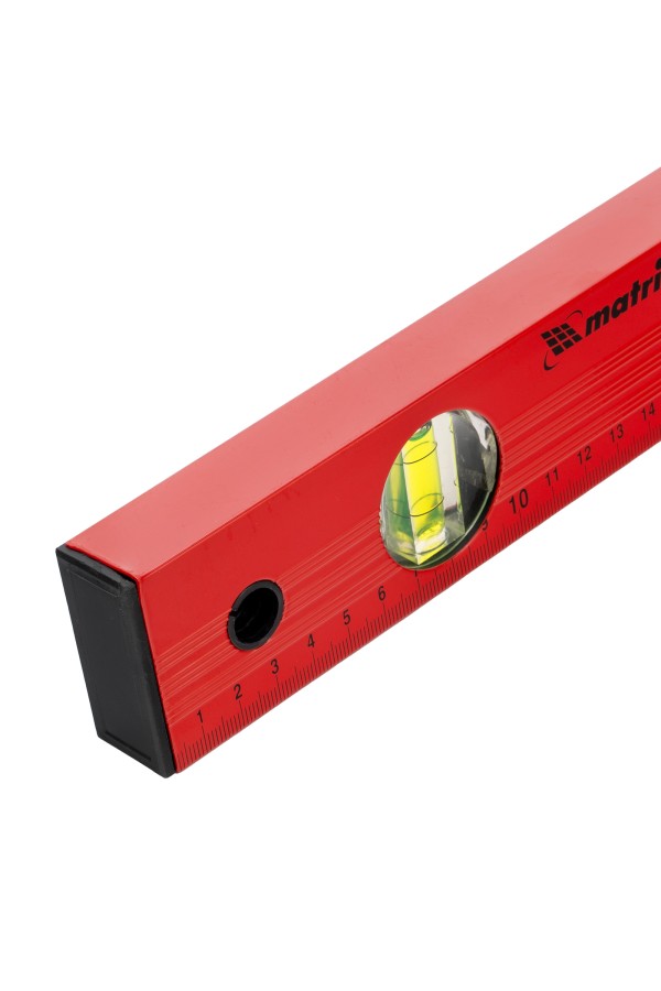 Уровень алюминиевый, 400 мм, 3 глазка, красный, линейка Matrix