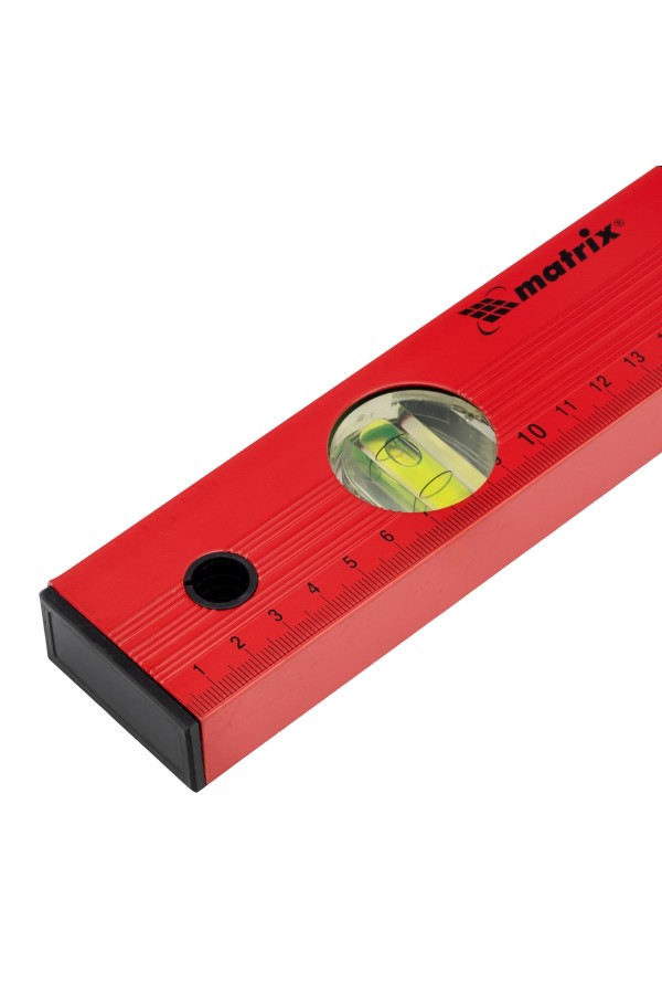 Уровень алюминиевый, 400 мм, 3 глазка, красный, линейка Matrix