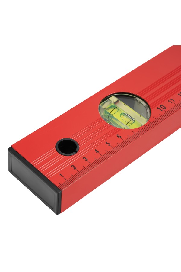 Уровень алюминиевый, 600 мм, 3 глазка, красный, линейка Matrix