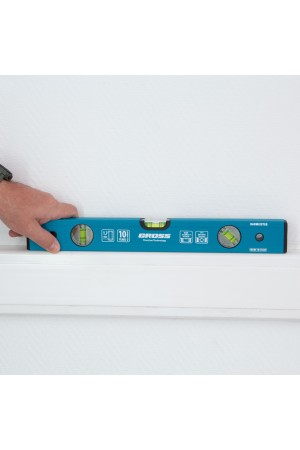 Уровень алюминиевый усиленный, 400 мм, 3 глазка Gross