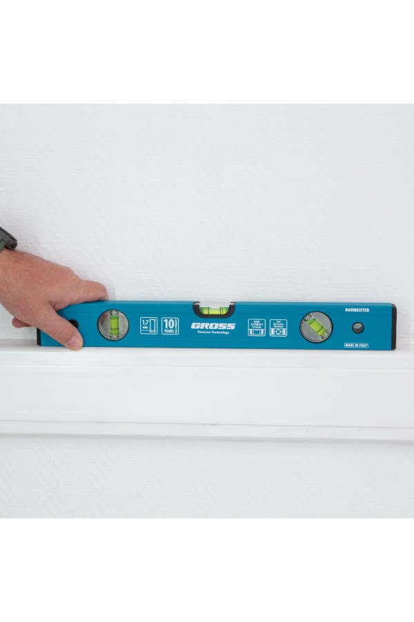 Уровень алюминиевый усиленный, 400 мм, 3 глазка Gross