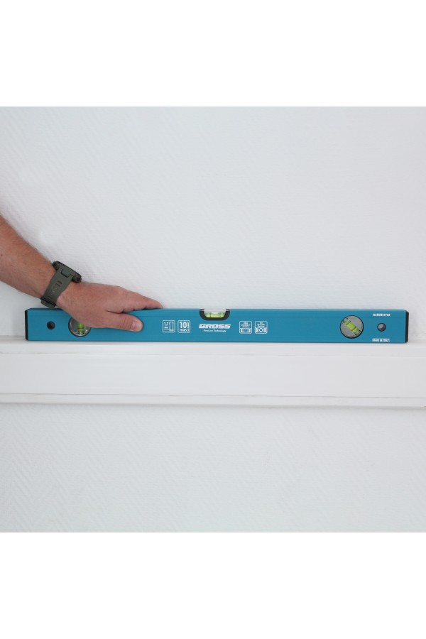 Уровень алюминиевый усиленный, 600 мм, 3 глазка Gross