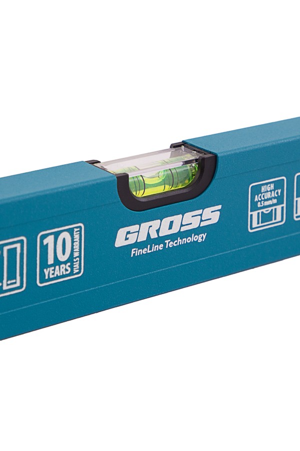 Уровень алюминиевый усиленный, 1200 мм, 3 глазка Gross