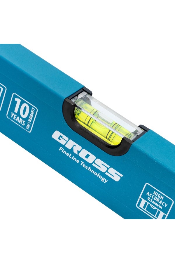 Уровень алюминиевый усиленный, 1800 мм, 3 глазка Gross