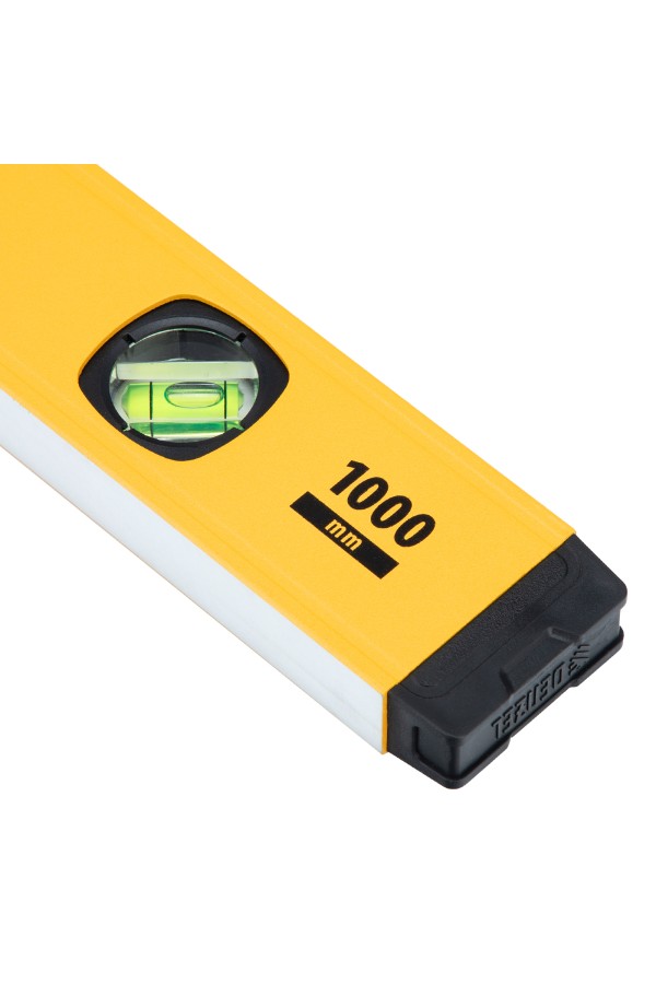 Уровень алюминиевый, магнит, фрезерованный, 3 глазка (1 зеркал.) 0,5 мм/м, 1000 мм Denzel