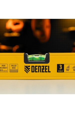 Уровень алюминиевый, магнит, фрезерованный, 3 глазка (1 зеркал.), 0,5 мм/м, 1000 мм Denzel