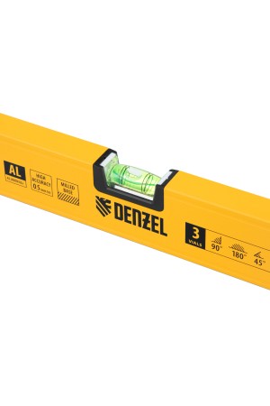 Уровень алюминиевый, магнит, фрезерованный, 3 глазка (1 зеркал.), 0,5 мм/м, 1200 мм Denzel