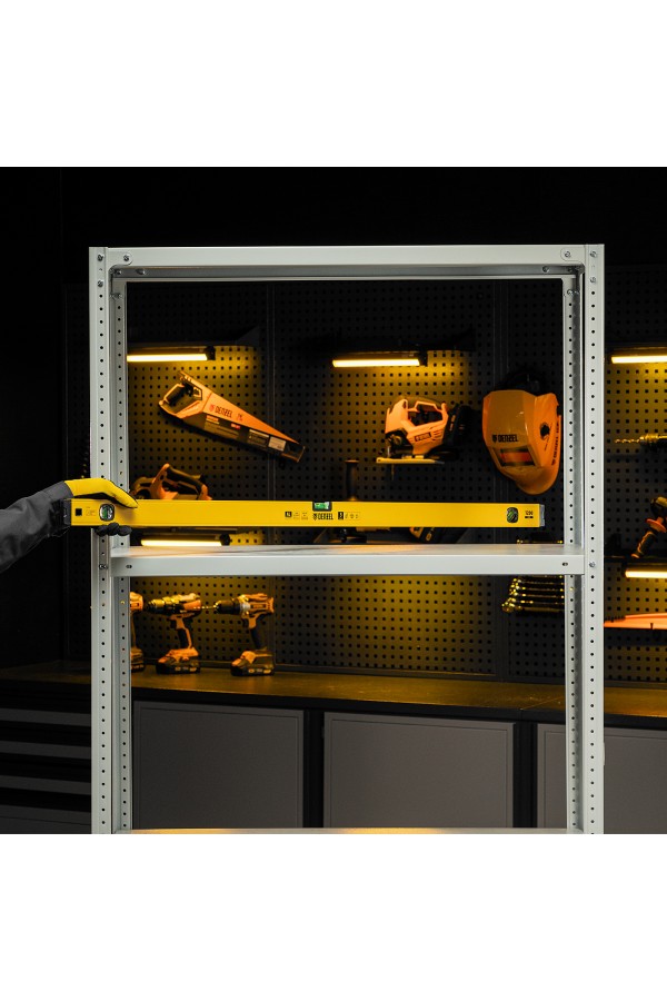 Уровень алюминиевый, магнит, фрезерованный, 3 глазка (1 зеркал.) 0,5 мм/м, 1200 мм Denzel