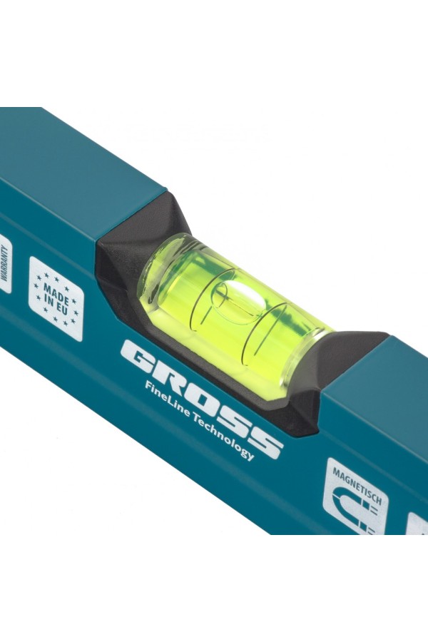 Уровень алюминиевый, 400 мм, магнит, 2 глазка, Magnetisch Gross