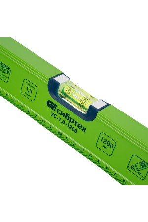 Уровень алюминиевый УС-1, 0-1200, фрезерованный, 3 глазка, рукоятки, 1200 мм Сибртех