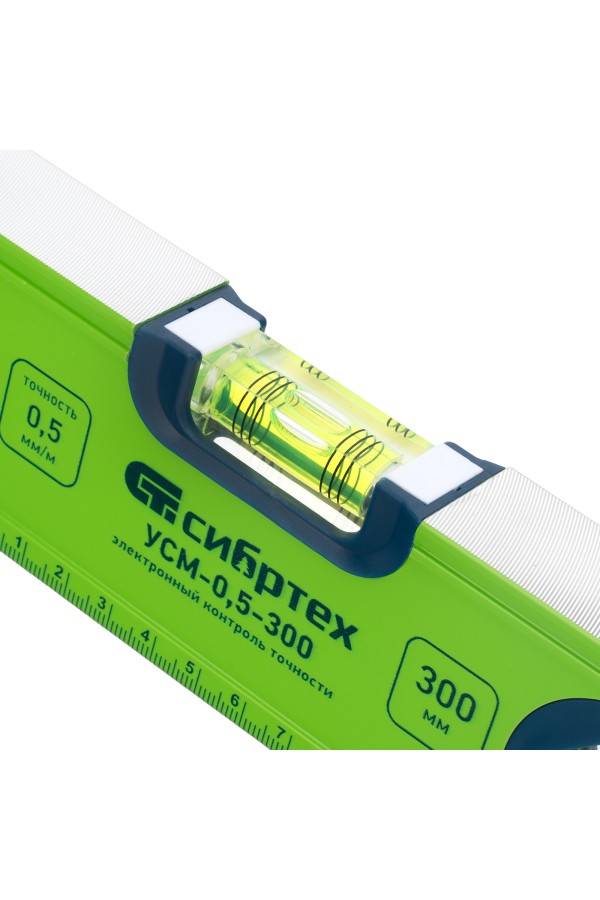 Уровень алюминиевый УСМ-0,5-300, фрезерованный, 3 глазка, магнитный, 300 мм Сибртех