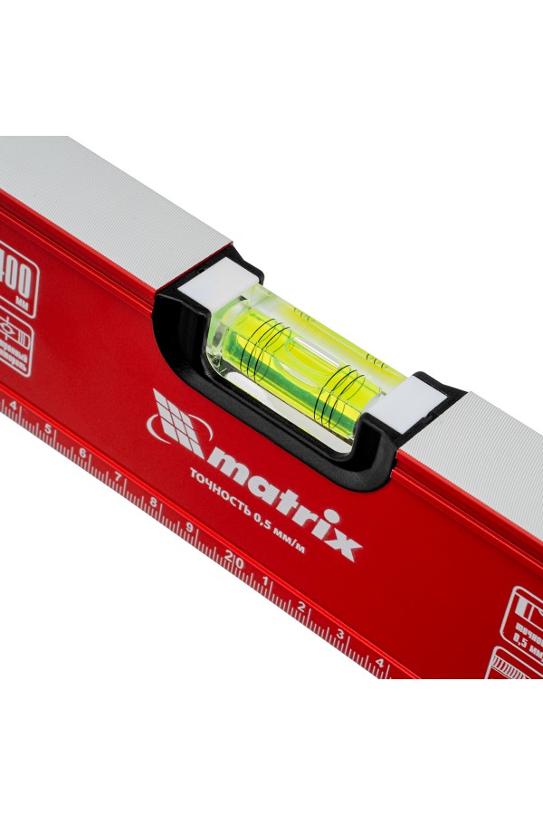 Уровень алюминиевый, фрезерованный, 3 глазка, 400 мм Matrix