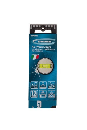 Уровень алюминиевый, 400 мм, усиленный с ударопрочными заглушками, 3 глазка Gross