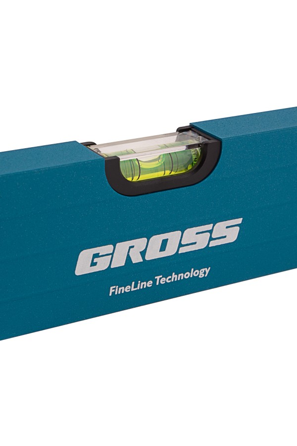 Уровень алюминиевый, 400 мм, усиленный с ударопрочными заглушками, 3 глазка Gross