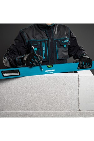 Уровень алюминиевый, 1800 мм, усиленный с ударопрочными заглушками, рукоятки, 3 глазка Gross