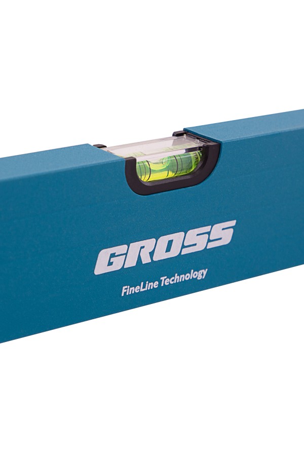 Уровень алюминиевый, 1800 мм, усиленный с ударопрочными заглушками, рукоятки, 3 глазка Gross