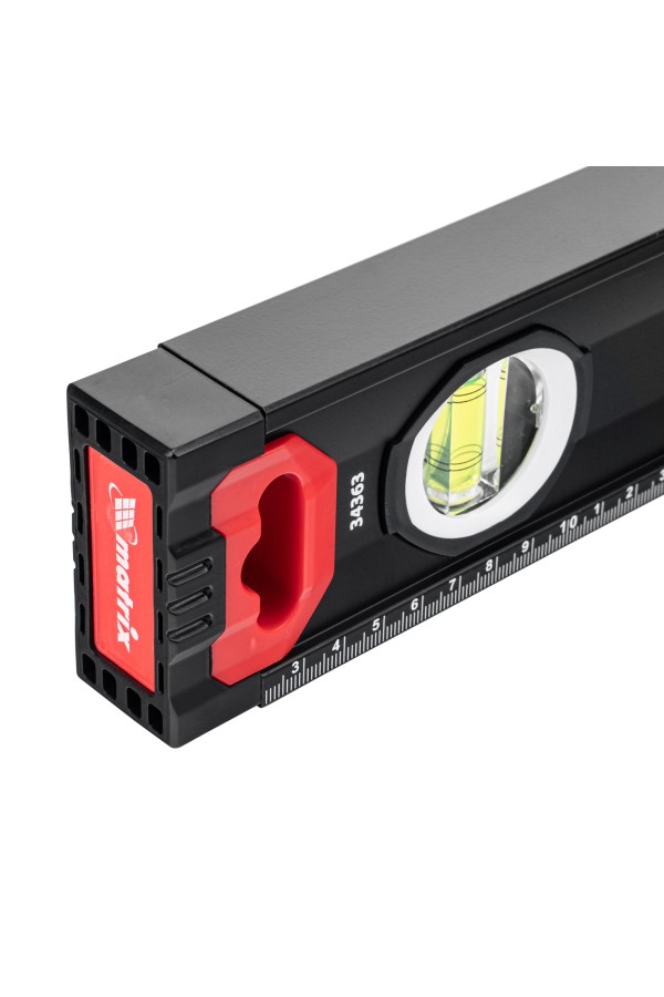 Уровень алюминиевый, усиленный, фрезерованный, 3 глазка, двухкомпонентные рукоятки, 1000 мм Matrix