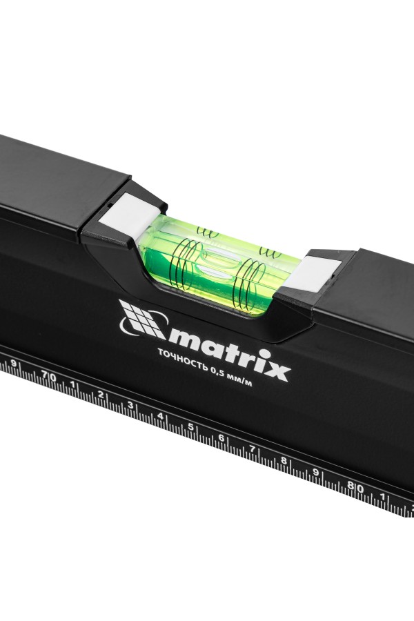 Уровень алюминиевый, усиленный, фрезерованный, 3 глазка, двухкомпонентные рукоятки, 1500 мм Matrix