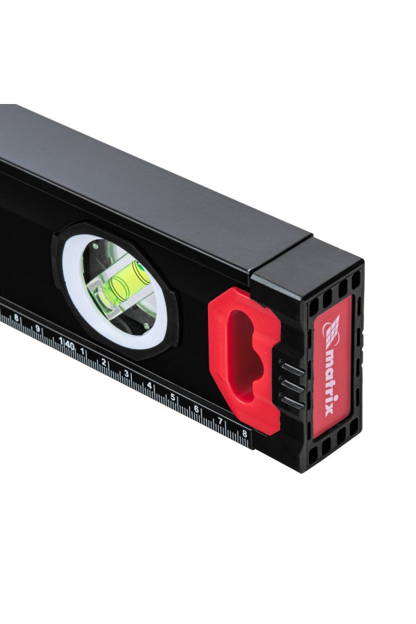 Уровень алюминиевый, усиленный, фрезерованный, 3 глазка, двухкомпонентные рукоятки, 1500 мм Matrix