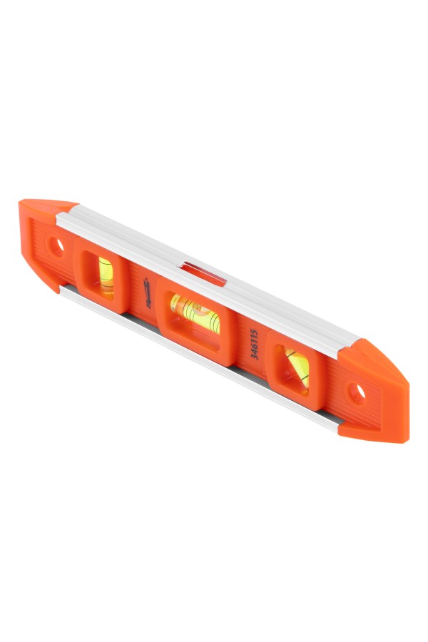 Уровень усиленный, 235 мм, 3 глазка, пластмассовый 