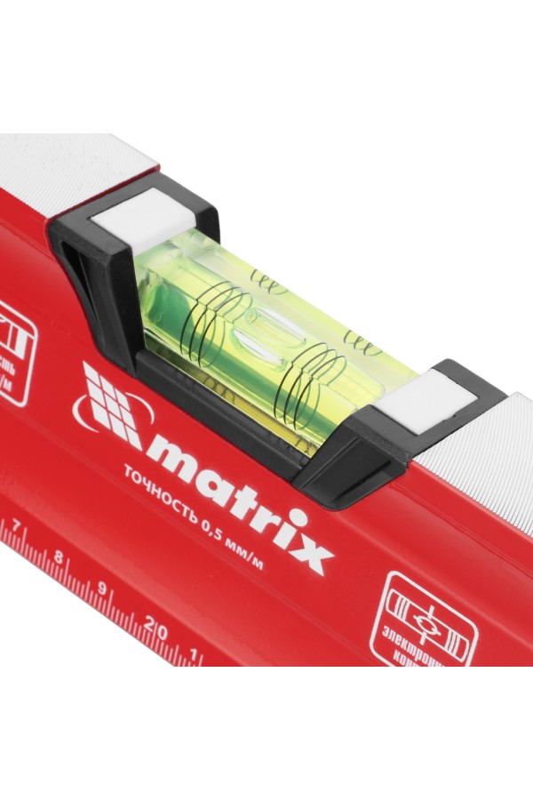 Уровень алюминиевый, магнит, фрезерованный, 3 глазка (1 зеркальный) 400 мм Matrix