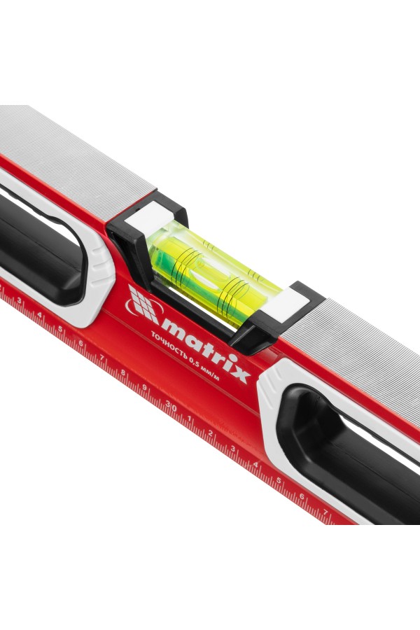 Уровень алюминиевый, магнит, фрезерованный, 3 глазка (1 зеркальный) двухкомпонентные рукоятки, 600 мм Matrix