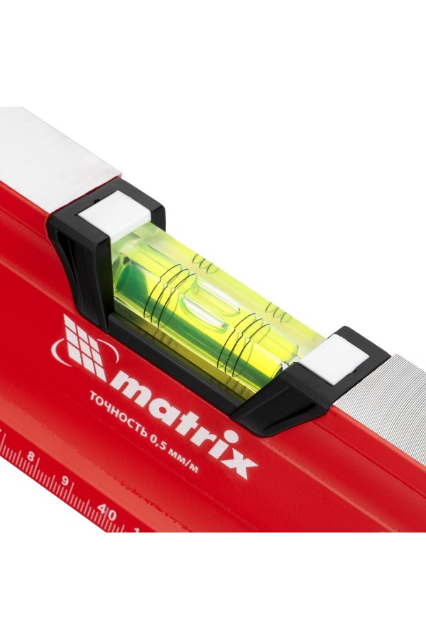 Уровень алюминиевый, магнит, фрезерованный, 3 глазка (1 зеркальный) двухкомпонентные рукоятки, 800 мм Matrix