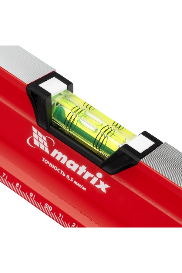 Уровень алюминиевый, магнит, фрезерованный, 3 глазка (1 зеркальный) двухкомпонентные рукоятки, 1000 мм Matrix