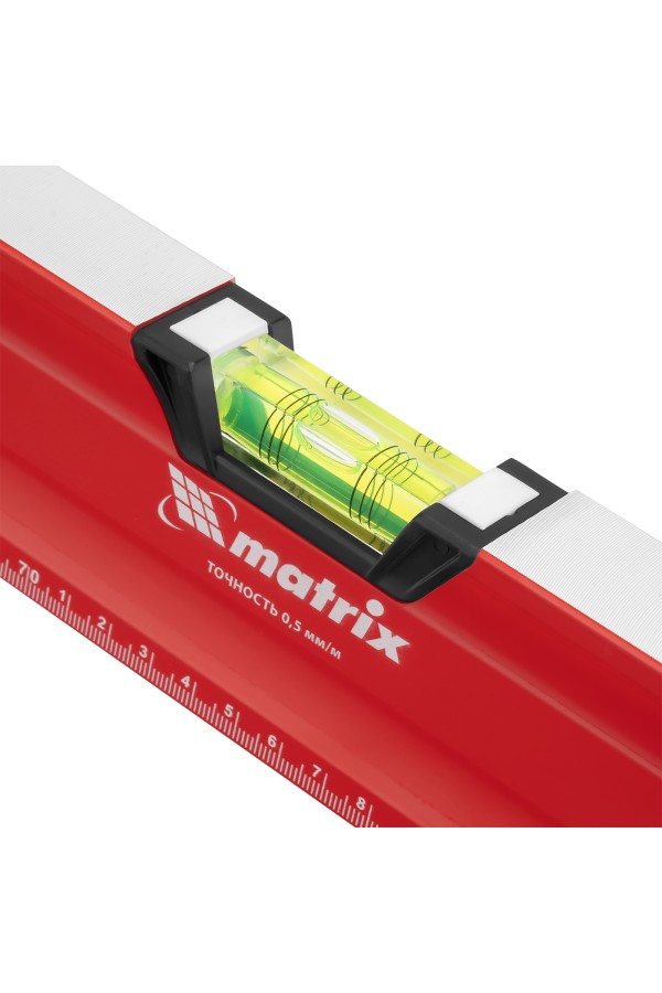 Уровень алюминиевый, магнит, фрезерованный, 3 глазка (1 зеркальный) двухкомпонентные рукоятки, 1500 мм Matrix