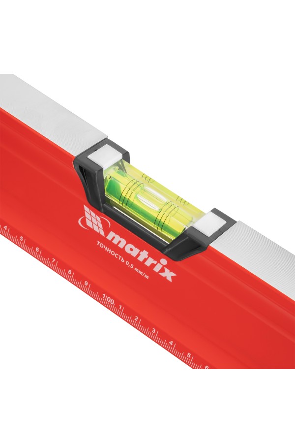 Уровень алюминиевый, магнит, фрезерованный, 3 глазка (1 зеркальный) двухкомпонентные рукоятки, 2000 мм Matrix
