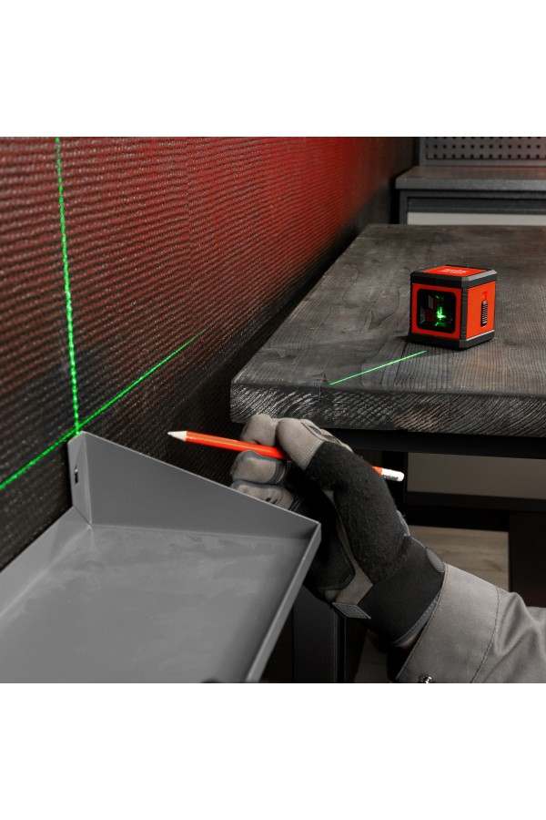 Лазерный уровень XQB GREEN Basic SET, 20 м, зеленый луч, батарейки, резьба 1/4