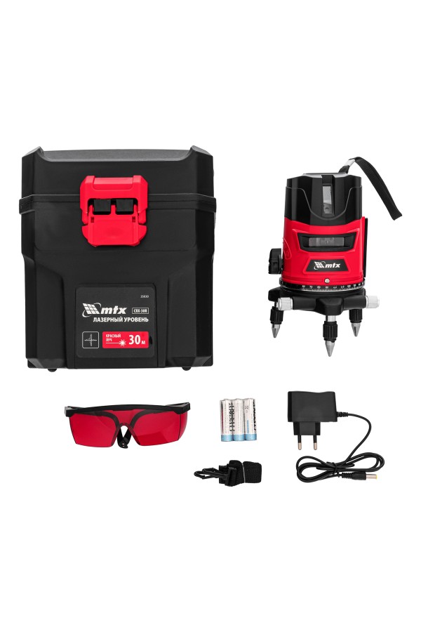 Лазерный уровень CRX-30R, 30 м, красный луч, батарейки, резьба 5/8