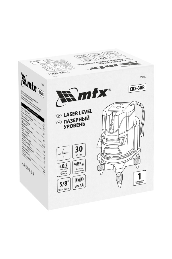 Лазерный уровень CRX-30R, 30 м, красный луч, батарейки, резьба 5/8
