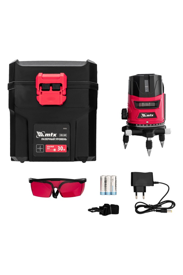 Лазерный уровень CRL-30R, 30 м, красный луч, батарейки, резьба 5/8